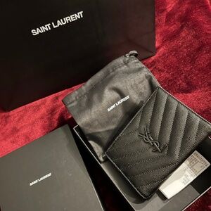 Authentic YSL bi-fold black leather wallet
